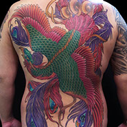 背中鳳凰の和彫り